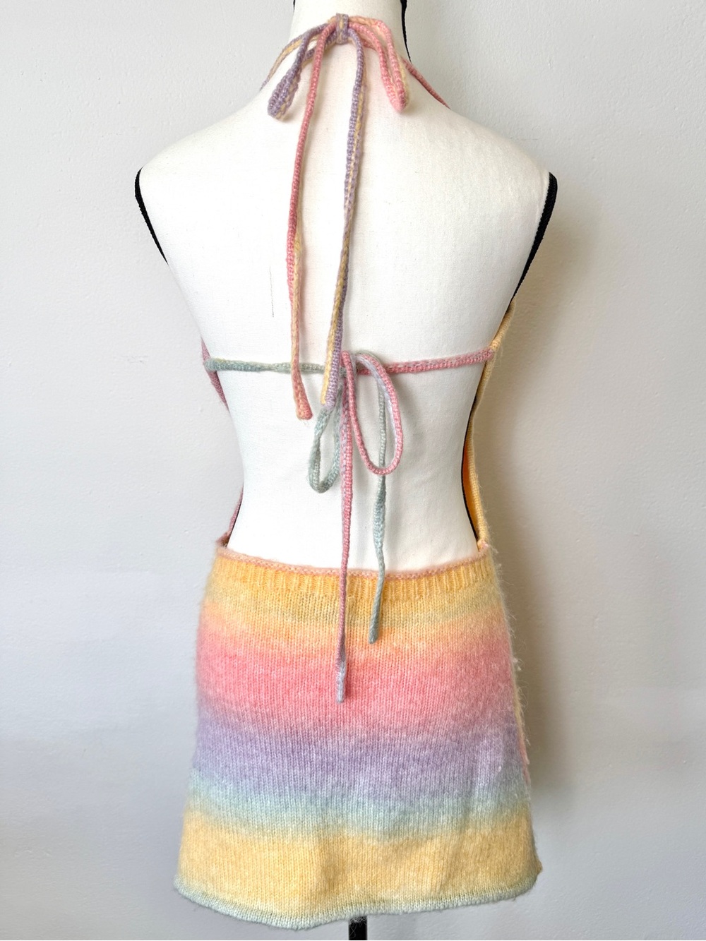 Frankies Bikinis Debbie Knit Dress Cotton Candy Pastel Rainbow Halter Mini Small - Picture 8 of 11
